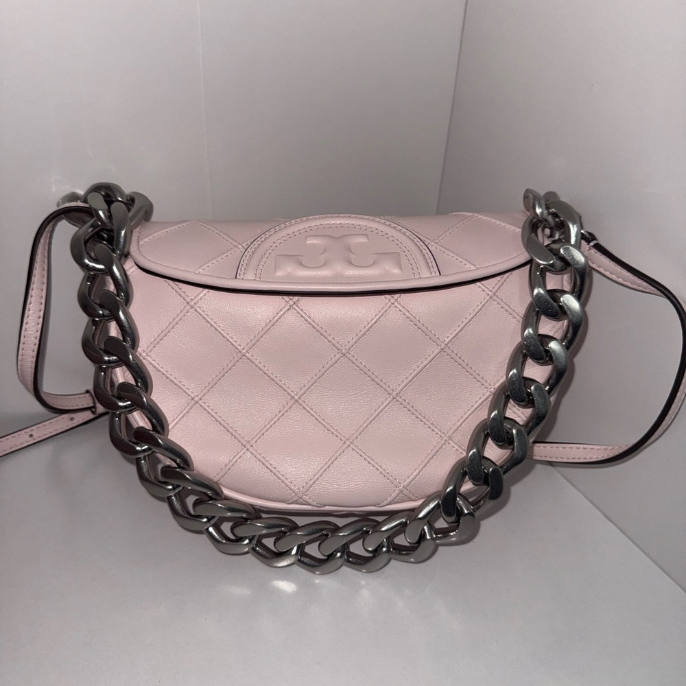Tory Burch Pink Mini Fleming Crescent Bag